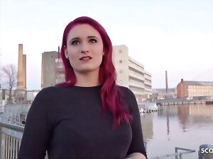 GERMAN SCOUT  Rothaarige Studentin Melina bei Strassen Performers fuer Concert on high gefickt